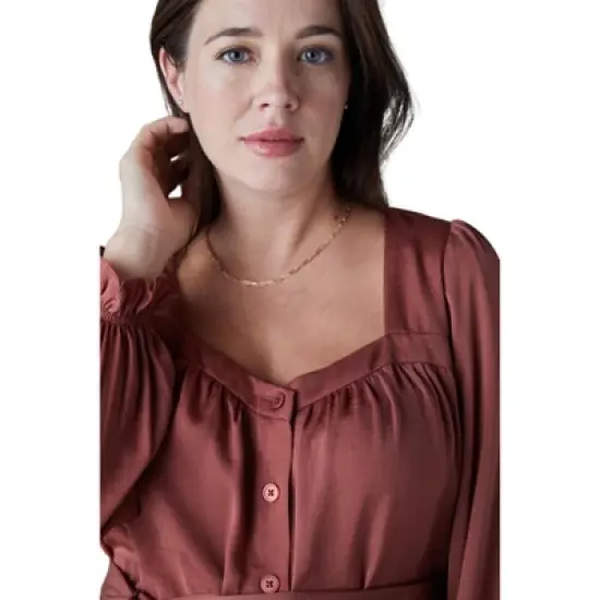 Ingrid & Isabel Maternity Belted Button Front Blouse image {4}
