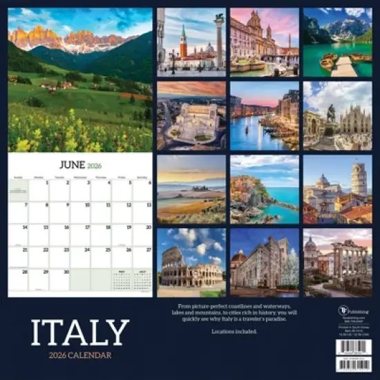 TF Publishing 13.5"x14.5" 2026 Italy Wall Calendar image {4}