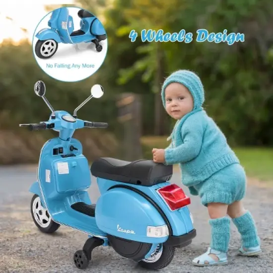 Kids Vespa Scooter 6V Rechargeable Ride on Motorcycle w/Training Wheels image {9}