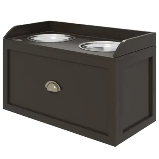 DSVIMOY Large Elevated Dog Bowls with Storage, Raised Dog Bowl Stand, Coffee, 23.5"*11.8"*14.3" image {5}