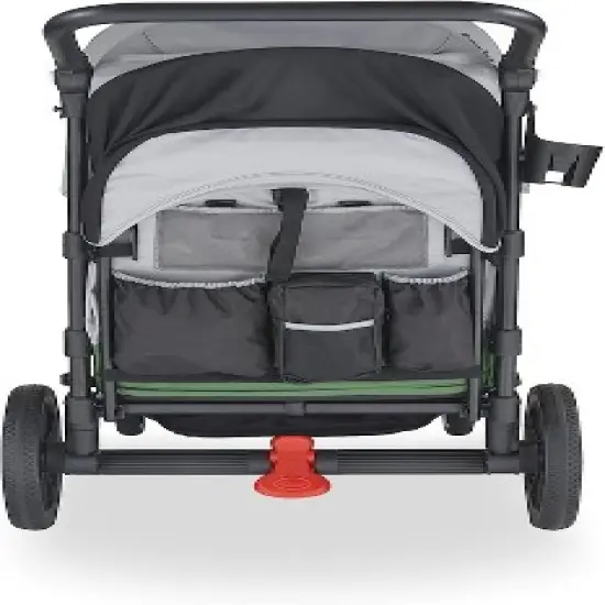 Larktale caravan - 200 lbs. Capacity, Double Seater Collapsible Wagon, All-Terrain Stroller Wagon for Kids and Babies - 2023 Version - Gray/Green image {1}