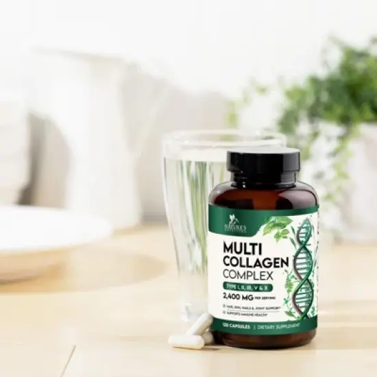 Collagen Peptides for Women & Men Hydrolyzed Supplement Hair Skin Nails Support - 60 Capsules;120 Capsules image {8}