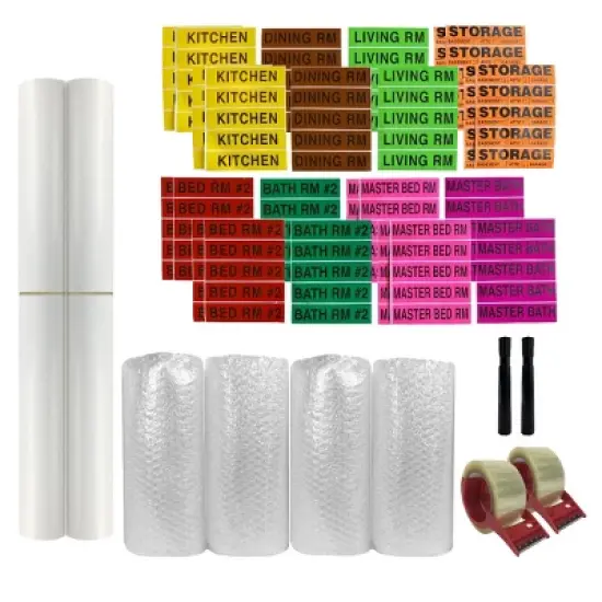 UBMOVE 6 Room Bigger Boxes Kit 64 Boxes, Tape, Bubble Roll, Packing Paper image {5}