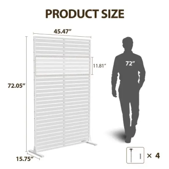 Syemin Patio Decorative Screens Outdoor Privacy Screen 6-Piece Outdoor Privacy Screens and Panel Outdoor Decorative Fence, White, 45.47"*15.75"*72.05" image {2}