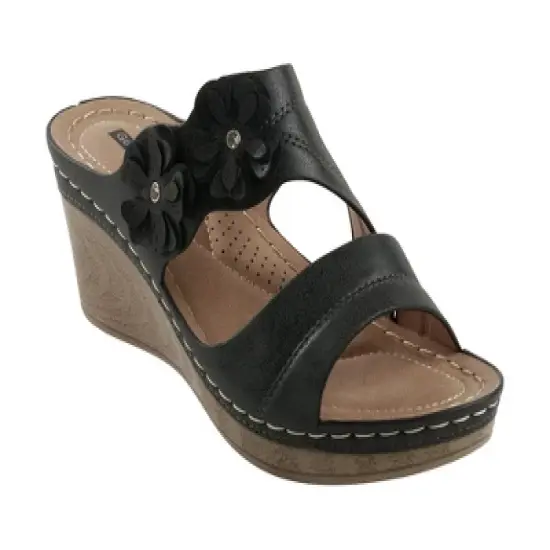GC Shoes Rita Flower Comfort Slide Wedge Sandals image {5}