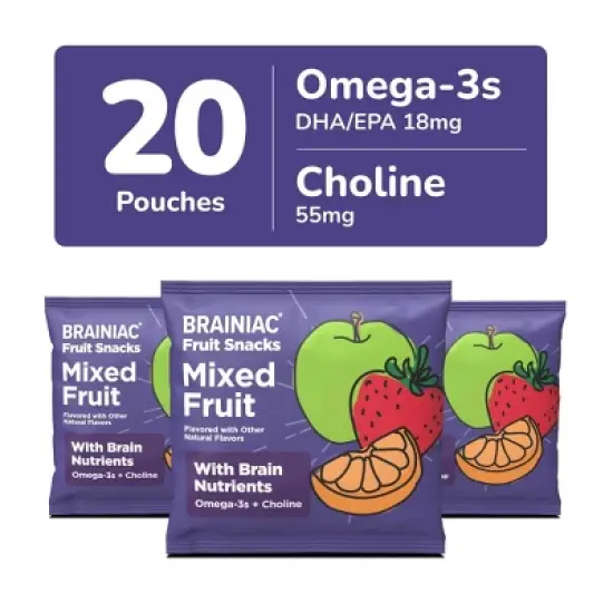 Brainiac Kids Fruit Snacks with Omega-3s Mixed Fruit - 12.4oz/20ct image {2}