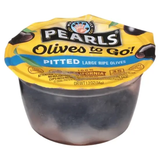 Pearls Olives to Go! Pitted Large Ripe Olives - Case of 12/1.2 oz image {1}