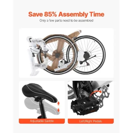 VEVOR Road Bike, 700C Wheels Racing Bike, SHIMANO 21 Speeds Drivetrain City Commuter Road Bicycle with Carbon Steel Frame, White image {6}