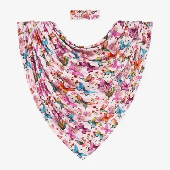 Infant Watercolor Butterfly Swaddle and Headwrap Set - Posh Peanut image {2}