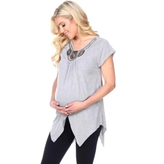 Maternity Myla Embellished Tunic Top - White Mark image {5}