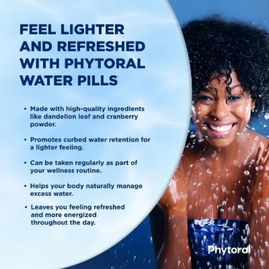 Water Away Capsules, Premium Water Loss Pills Diuretic Pure Dietary Supplement, Phytoral, 60 or 90ct image {6}