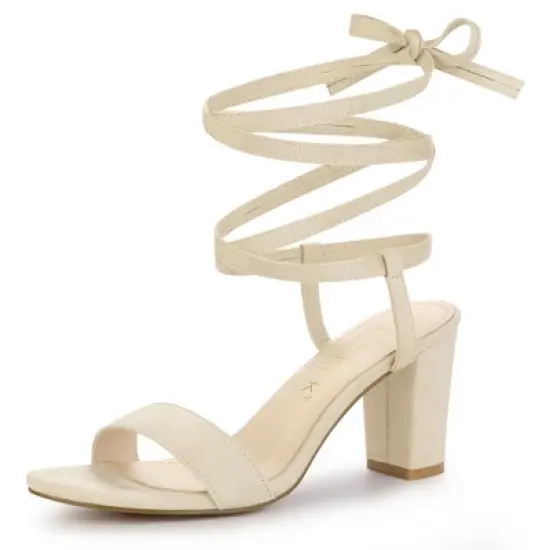 Allegra K Women's Lace Up Chunky Heels Sandals image {9}