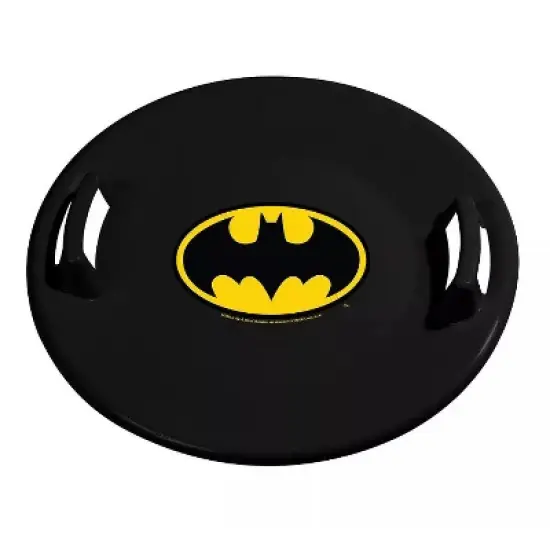 Slippery Racer Downhill Pro Round Heavy-Duty Cold Resistant Batman and Superman Adults and Kids Plastic Saucer Disc Snow Sled Set with Handles, 2 Pack image {1}