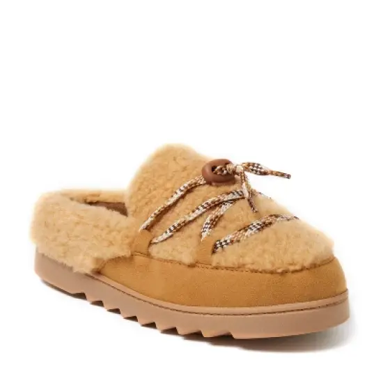 Dearfoams Women's Giselle Lace Up Teddy Clog Slipper image {6}
