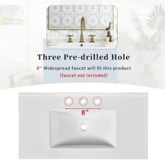 36" Single Sink Bathroom Vanity With Ceramic Basin Sink Top, Freestanding Vanity With 2 Drawers And 2 Doors image {5}