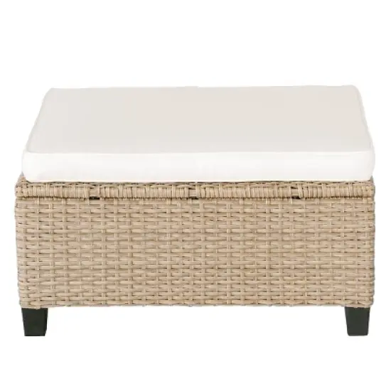 4 Pieces Wicker Patio Sofa Set,Wicker Daybed with Retractable Canopy and Lifting Table,Rattan Outdoor Conversation Set with Cushions-Coolbibila image {4}