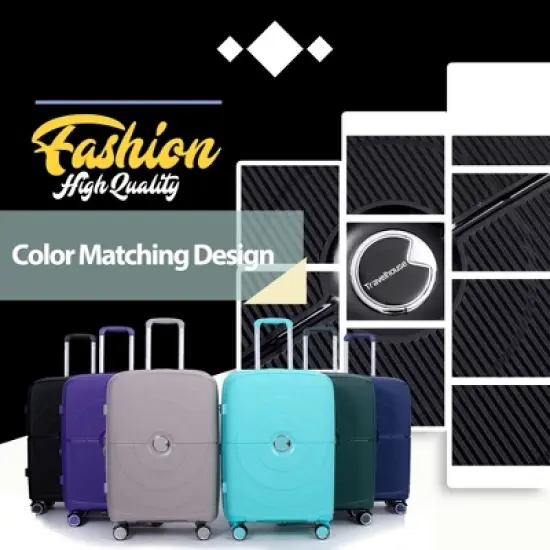 3 PCS Expanable Luggage Set, PP Lightweight Hardshell Spinner Wheel Suitcase with TSA Lock (20+24+28)-ModernLuxe image {2}