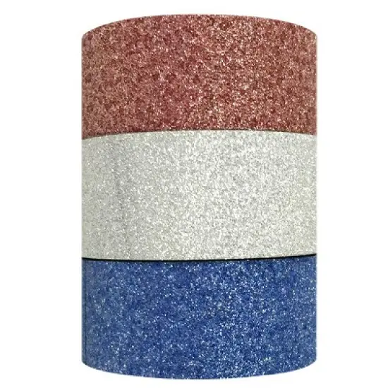 Wrapables Red White and Glitter Washi Masking Tape (Set of 3) image {1}