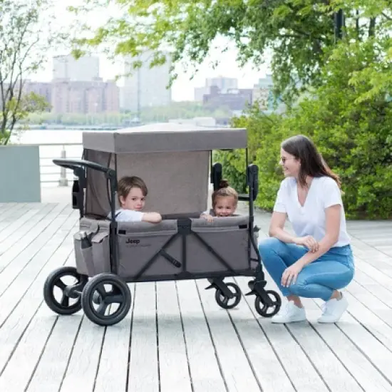 Jeep Wrangler Stroller Wagon with Included Car Seat Adapter by Delta Children - Gray image {1}