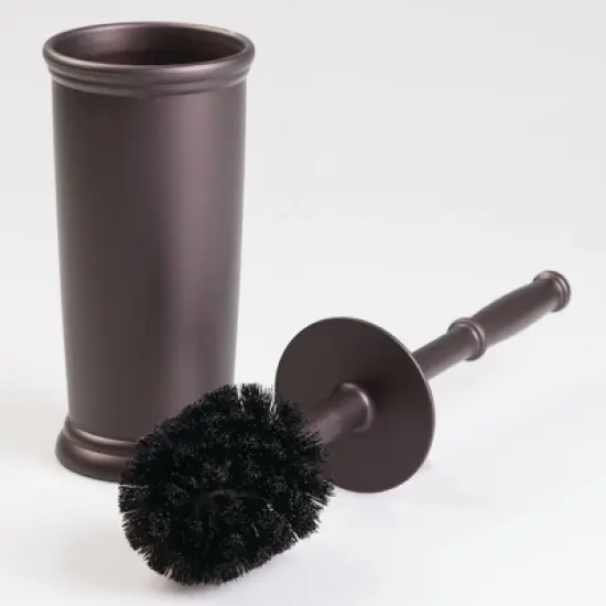mDesign Plastic Compact Bathroom Toilet Bowl Brush and Holder - Bronze image {3}