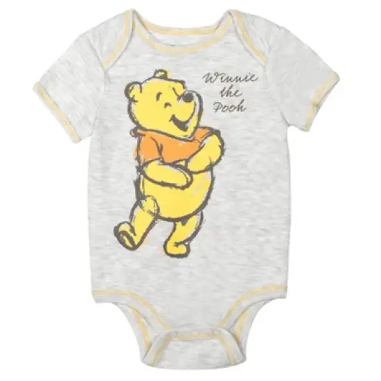 Disney Winnie the Pooh Baby Bodysuit Pants Bib and Hat 4 Piece Outfit Set Newborn to Infant image {1}