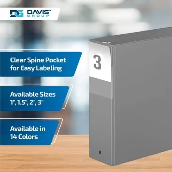Premium Economy 3" Round Ring Binder 6pk Gray: Davis Group, Polypropylene, 600 Sheet Capacity, Hard Cover, 2 Pockets image {4}