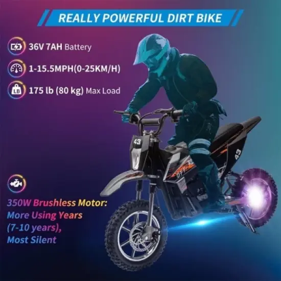 36V Kids Ride on Dirt Bike,15.5MPH Fast Speed Electric Battery-Powered Off-Road Motorcycle 500W Brushed Motor image {2}