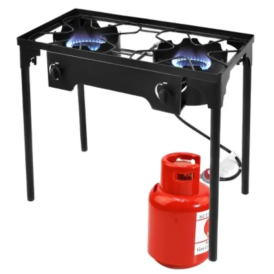 Costway Double Burner Gas Propane Cooker Outdoor Picnic Stove Stand BBQ Grill image {2}