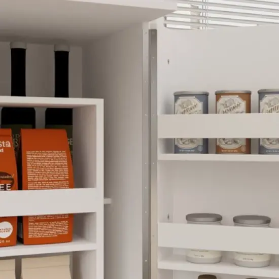 FUFU&GAGA Rotating Pantry Cabinet,Large capacity  Kitchen Storage Hutch,Double Doors with Compartments,Kitchen Organization,White image {13}