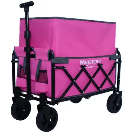 Expandable Dual-Layer Utility Wagon with 100% Extra Space - Grocery CartPink image {2}