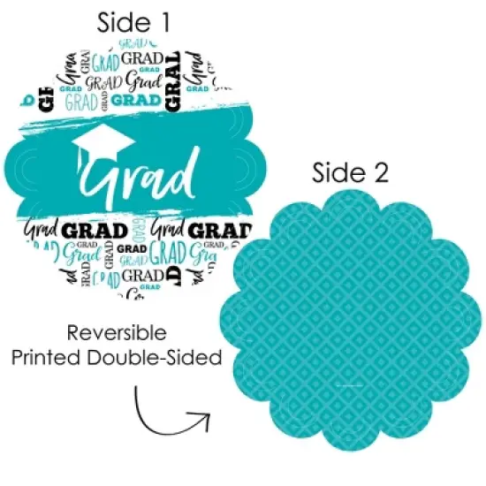 Big Dot of Happiness Teal Grad - Best is Yet to Come - Turquoise Graduation Party Round Table Decorations - Paper Chargers - Place Setting For 12 image {2}