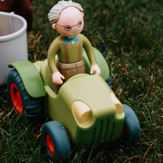 HABA Little Friends Tractor and Trailer - 2 Piece Farm Play Set with Movable Hatch image {2}