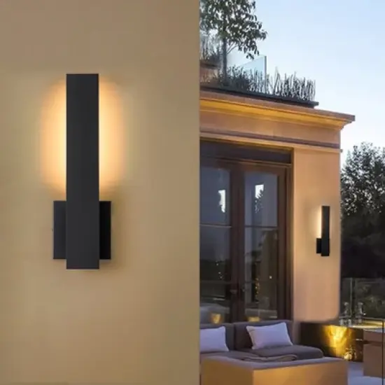 C Cattleya 2-Pack Matte Black Aluminum LED Outdoor Wall Lantern Sconce image {1}