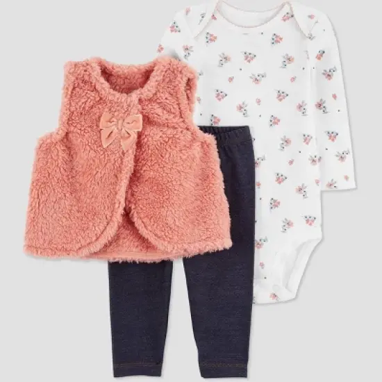 Carter's Just One You&reg; Baby Girls' Sherpa Vest & Bodysuit - Pink image {4}