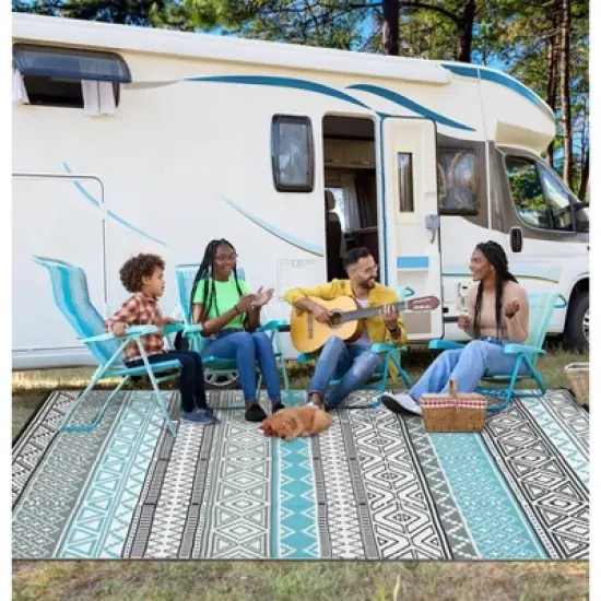 Outdoor Rugs 8x10 Waterproof Portable Camping Carpet, Reversible Outdoor Plastic Straw Rug image {5}