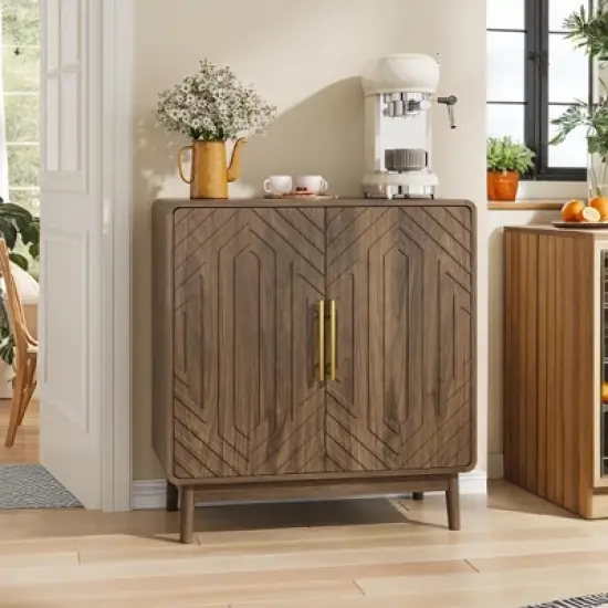 KTMBDW 2 Door Sideboard Buffet Cabinet, Kitchen Storage Buffet, Cupboard Console Table, Boho Accent Liquor Cabinet, Brown image {1}