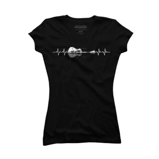 Junior's Design By Humans Nature Guitar Heart Beat By Maryedenoa T-Shirt image {2}