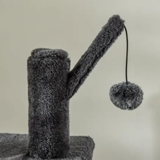 FURNIinspire Huge Cat Tree Kitty Activity Center Floor-to-Ceiling Cat Climbing Toy with Scratching Post Board, Gray, 23.5"*15.75"*106.25" image {2}