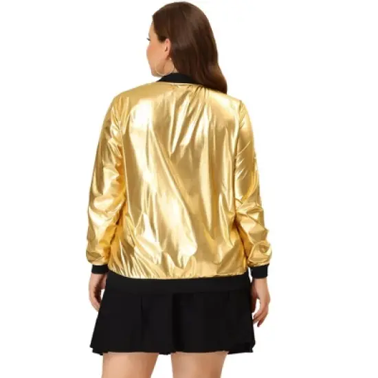 Agnes Orinda Women's Plus Size Bomber Jacket Zip-Up Party Outwear with Pockets image {3}