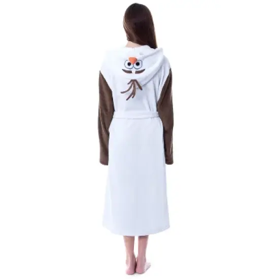 Disney Adult Frozen Snowman Olaf Costume Robe Hooded Bathrobe White image {2}