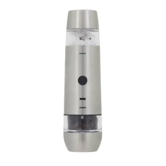 Kamenstein USB Rechargeable Dual Salt and Pepper Grinder: Stainless Steel Seasoning Shakers, Silver, 8.93" Height image {8}
