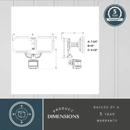 VAXCEL Theta LED Outdoor Motion Sensor Adjustable Security Flood Light image {6}