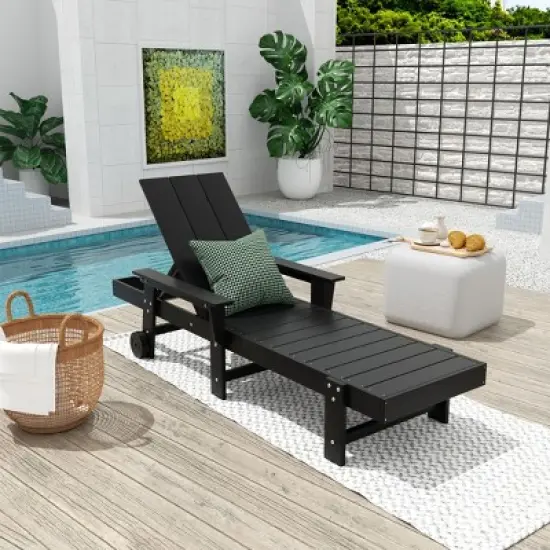 WestinTrends Ashore Modern Reclining Chaise Lounge With Arms & Wheels image {10}