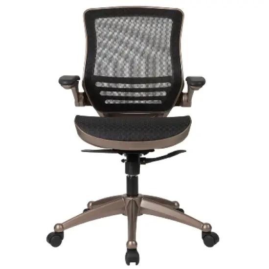 Flash Furniture Mid-Back Transparent Mesh Executive Swivel Office Chair with Flip-Up Arms image {8}