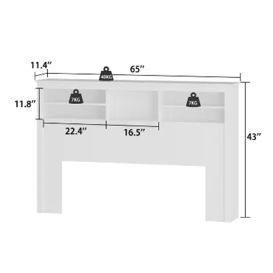 Famapy White Headboard With Storage Shelves & Remote Adjustable Light image {9}