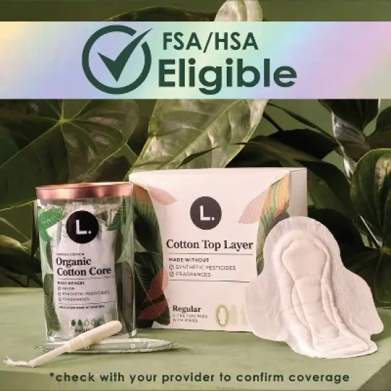 L. Organic Cotton Top Layer Ultra Thin Liners - Extra Coverage Absorbency - 80ct image {8}