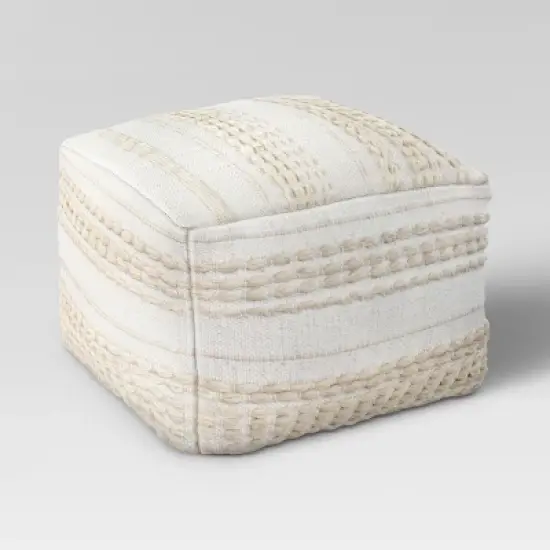 Lory Pouf Textured Neutral - Threshold&trade;: Square Cotton Blend, Handmade, No Assembly Required image {2}