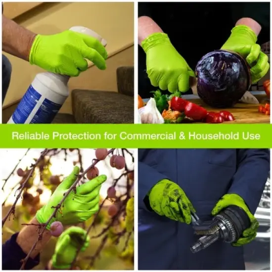 1st Choice Green Disposable Nitrile Gloves with Raised Diamond Grip- Medium Duty, Industrial Grade - Perfect for Mechanics, Household Cleaning & More image {5}
