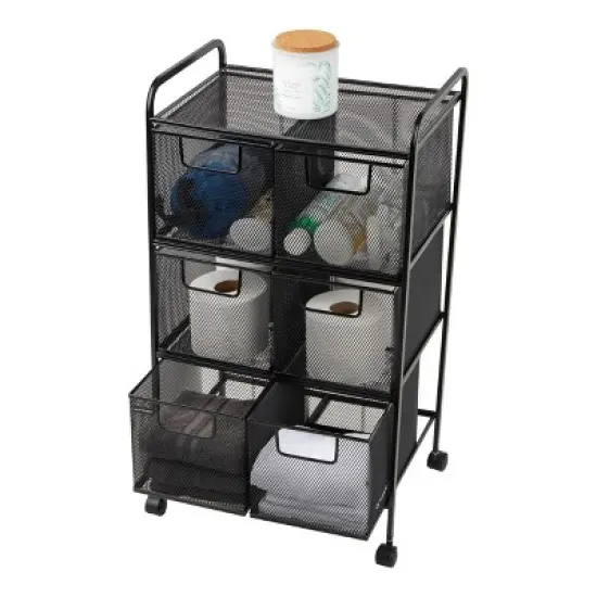 Mind Reader Metal Rolling File Cart with 3-Tier Drawer Organizer image {6}