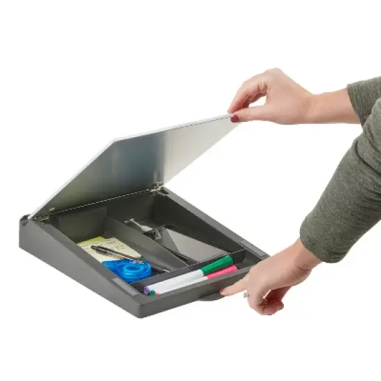 ECR4Kids MessageStor Dry Erase Memo Station, Desktop Whiteboard with Storage and Built-In Organizer image {6}